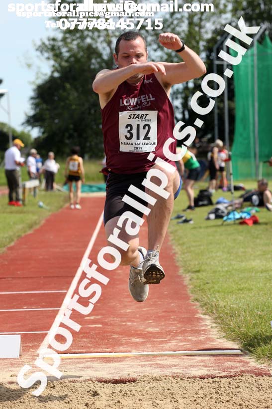 Mens long jump, 2019 NEMA Track and Field Champs, Monkton. Photo:  David T. Hewitson/Sports for All Pics